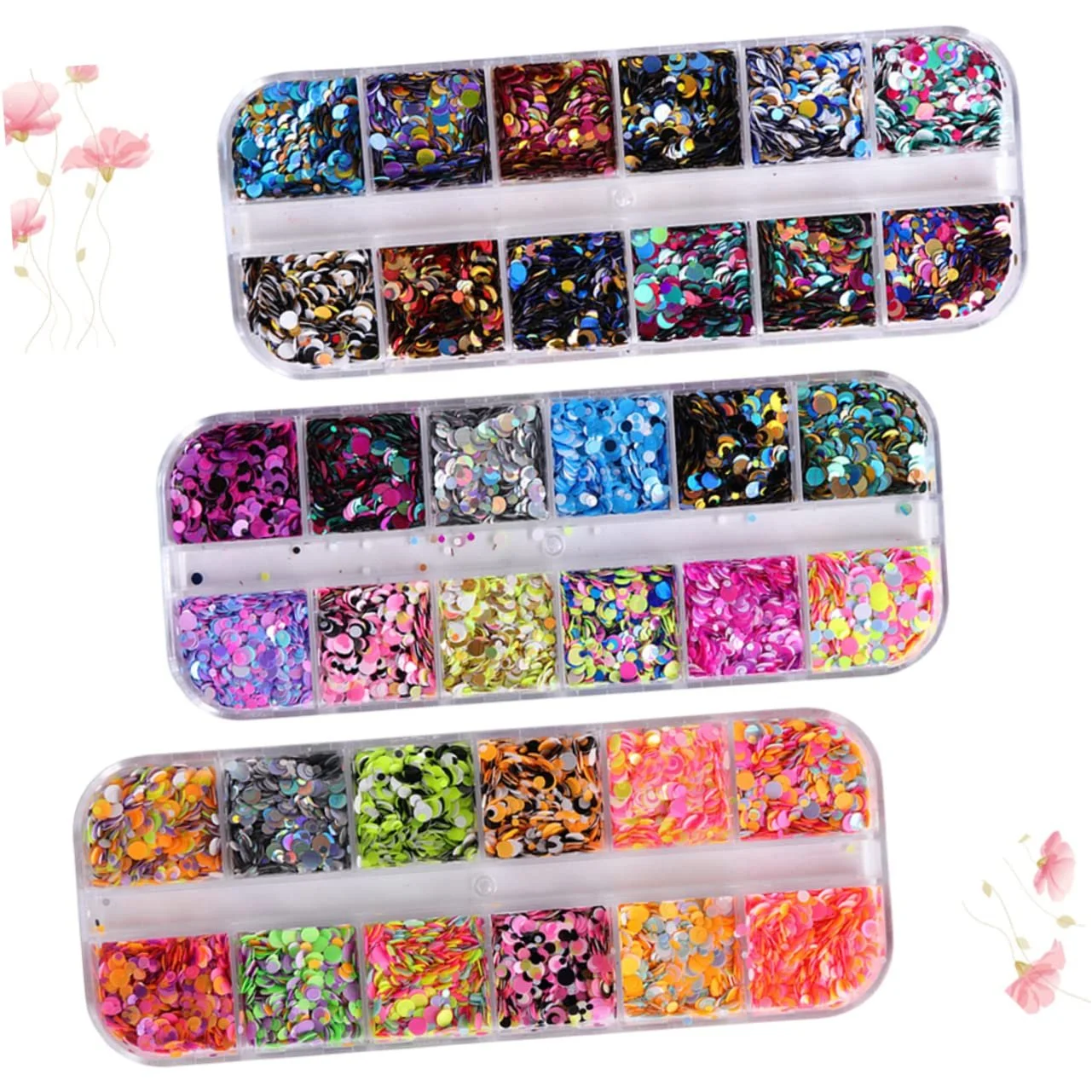 Тонкі круглі блискітки для нігтів Різнокольорові, фото №3