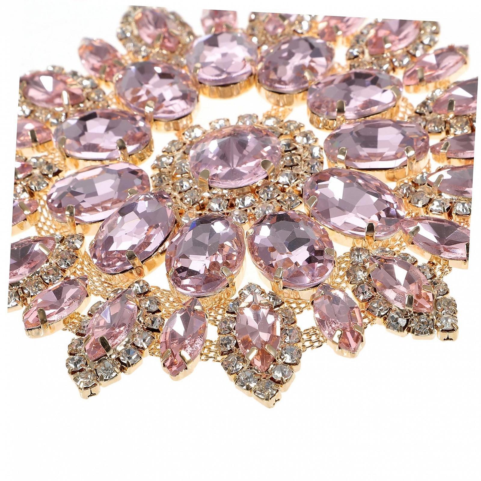 Нашивка со стразами Operitacx 2 шт., Разноцветные цветочные аппликации для украшения пиджаков, сумок и свадебных платьев с золотой основой, фото №4