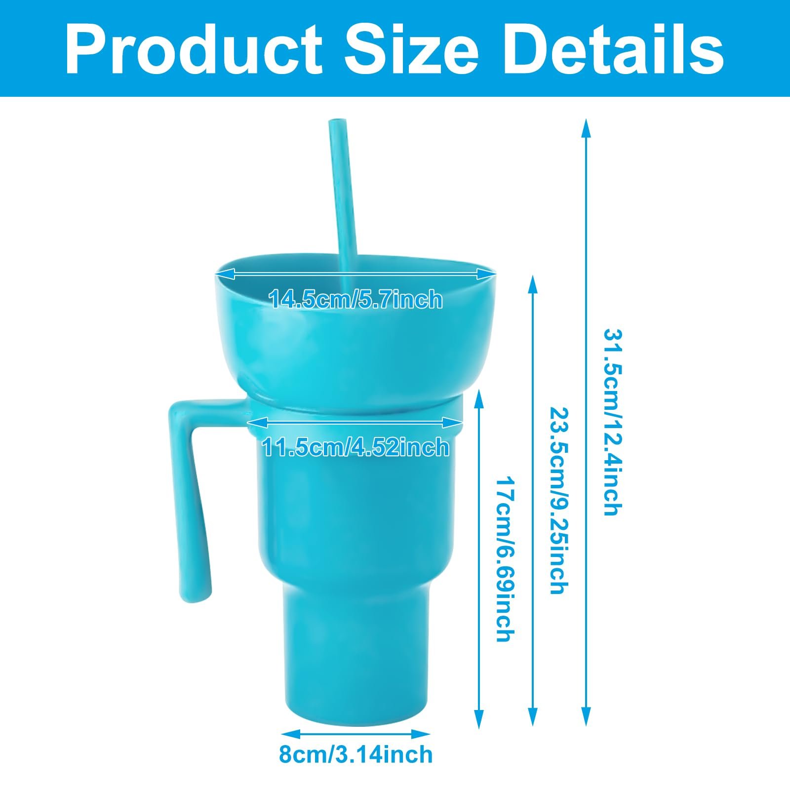 Кухоль для напоїв 2 в 1 для перегляду фільмів, для попкорну, цукерок, фото №2