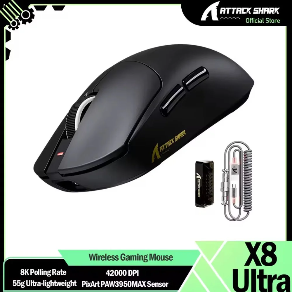 Миша Attack Shark X8 Ultra PAW3950Max 42000DPI 750IPS 60G 8000Hz Black, фото №1 Миша Attack Shark X8 Ultra PAW3950Max 42000DPI 750IPS 60G 8000Hz Black, фото №1