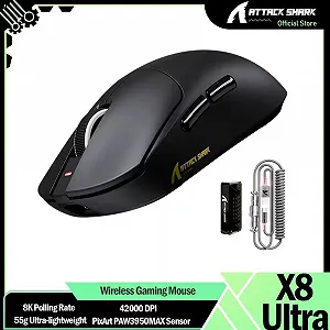 Миша Attack Shark X8 Ultra PAW3950Max 42000DPI 750IPS 60G 8000Hz Black - Фото 1
