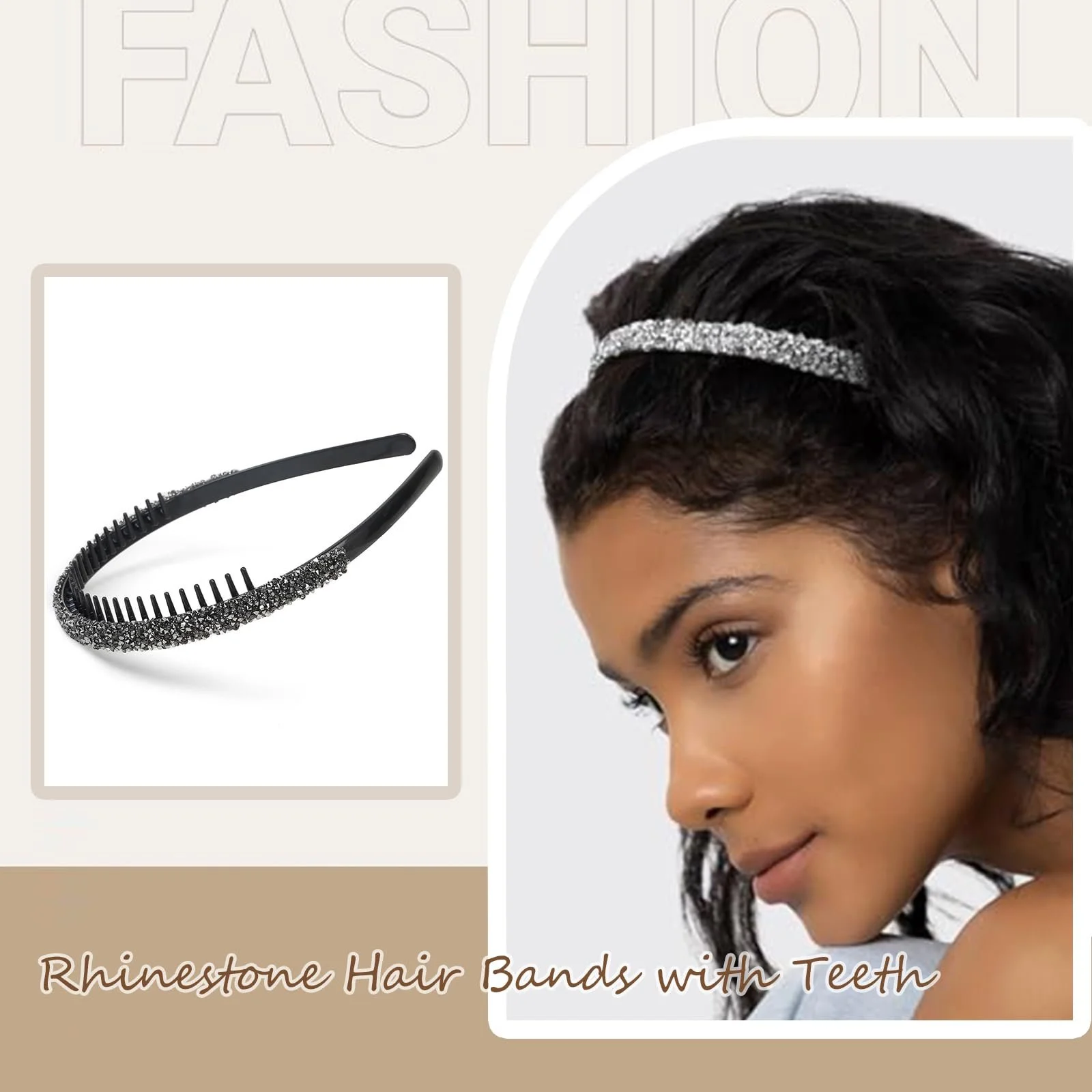 Набір з 4 обручів на голову з кристалами, фото №6