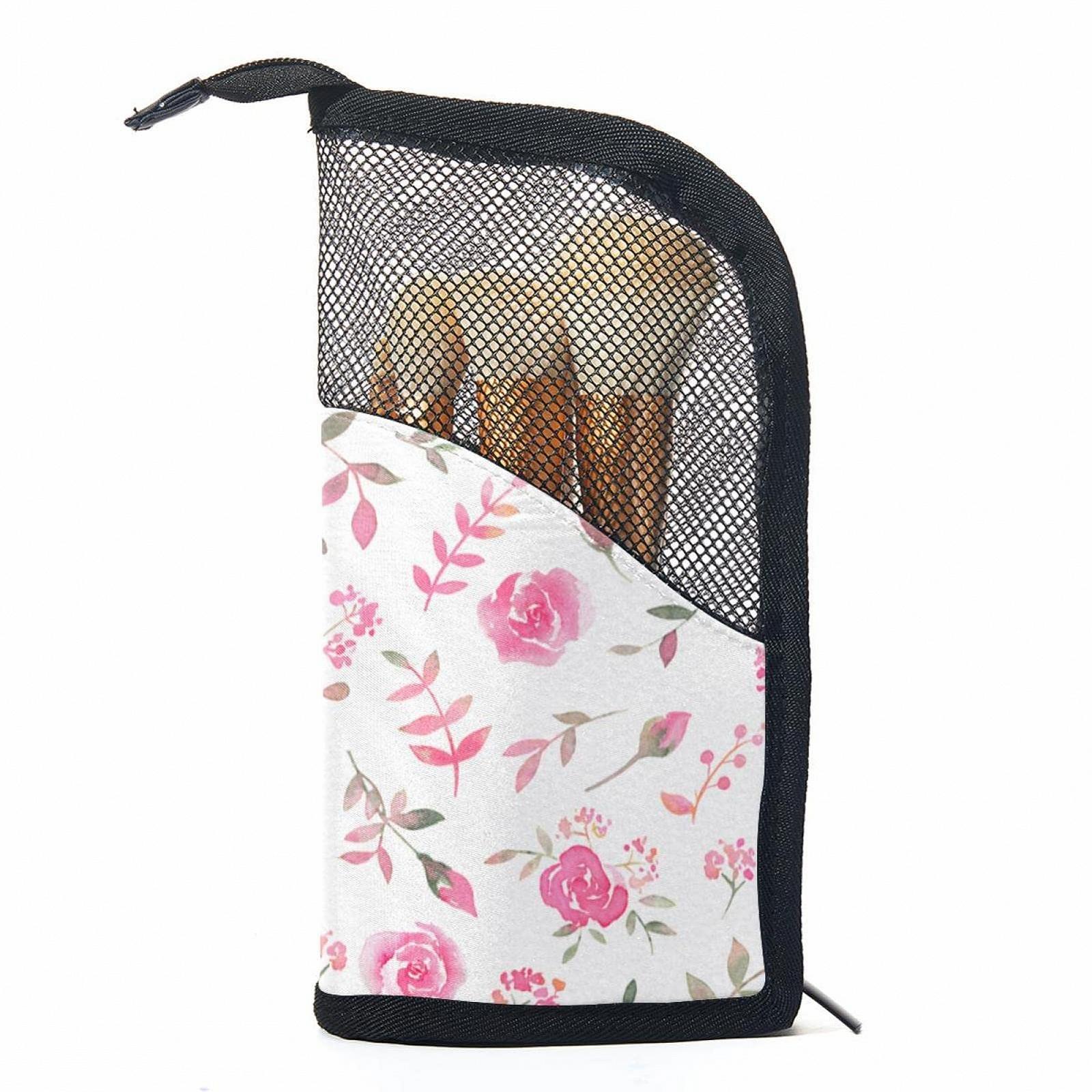 Сумка-органайзер для кистей для макияжа с 12 кистями Rose Flower Pink Flowers Portable, цветная - 3334, фото №1