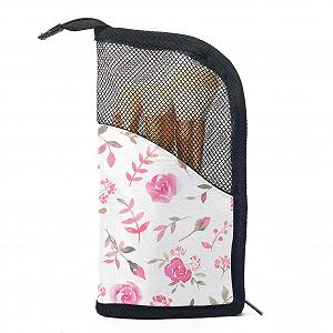 Сумка-органайзер для кистей для макияжа с 12 кистями Rose Flower Pink Flowers Portable, цветная - 3334 - Фото 1