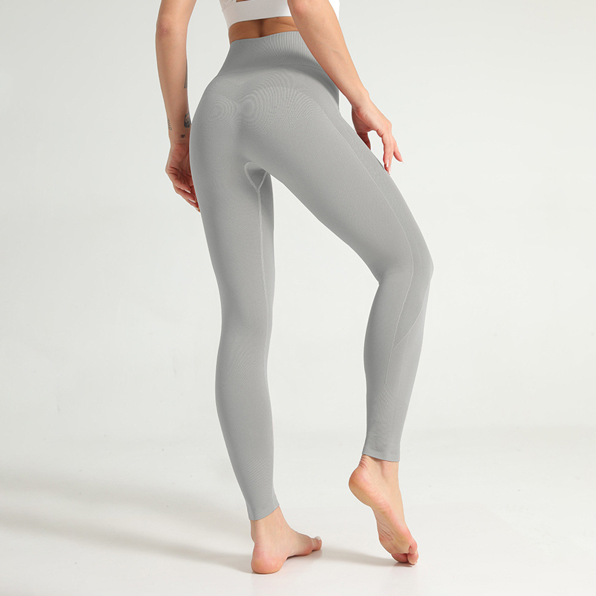 Леггинсы женские спортивные 9680 S светло-серые, фото №7