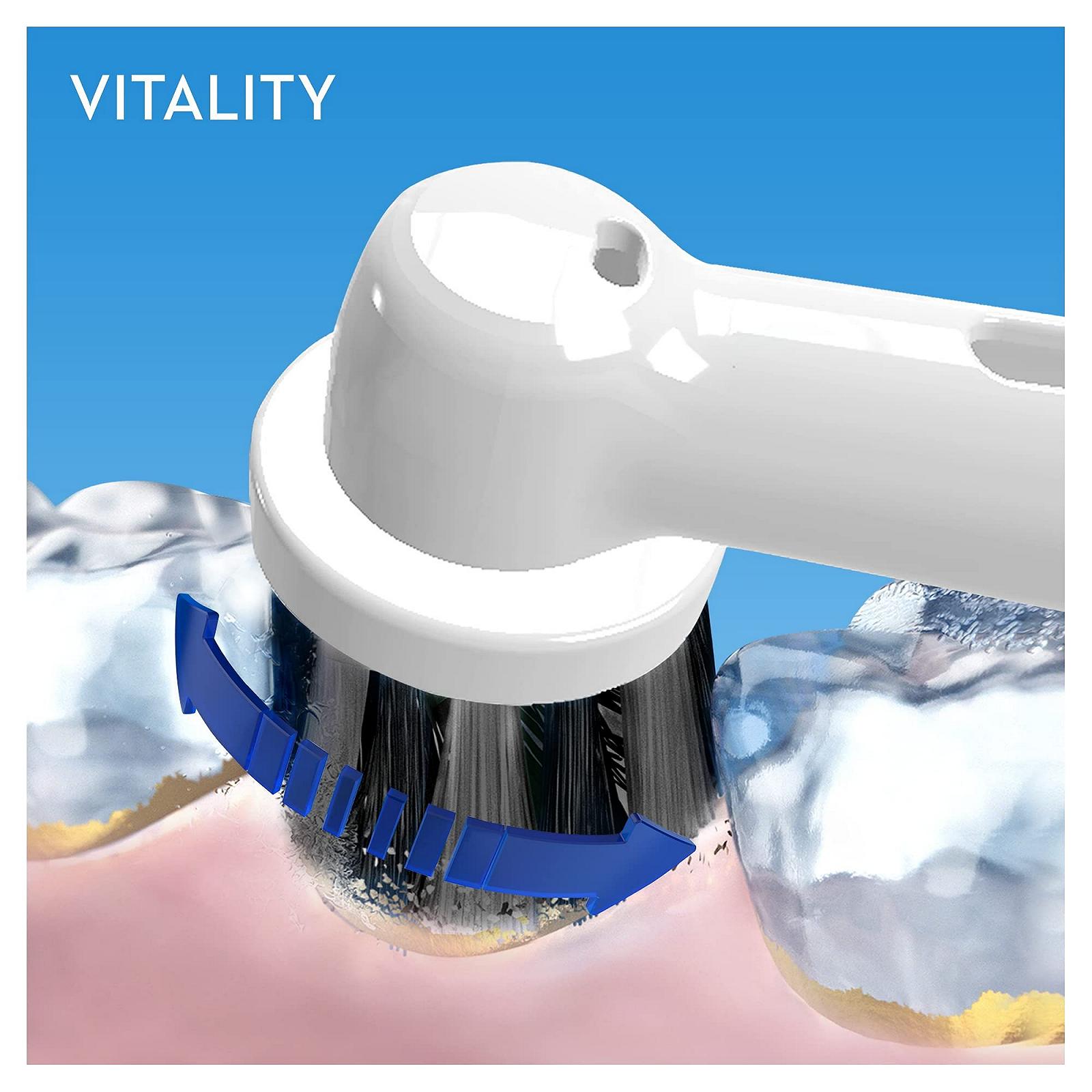 Електрична зубна щітка Oral-B Vitality 100 Cross Action Pure Clean вугільні щетинки Чорно-біла, фото №2