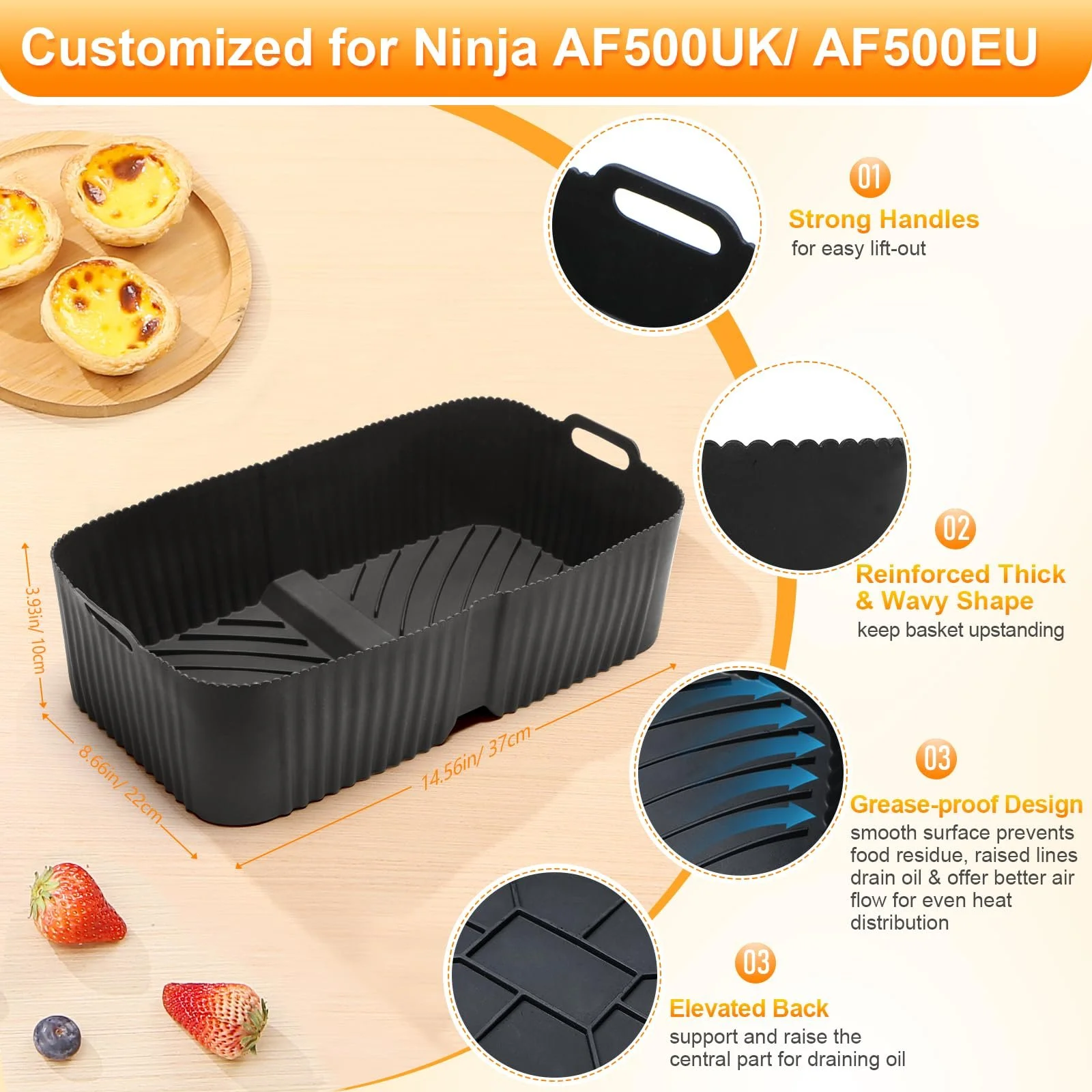 Силиконовая форма для аэрофритюрницы Ninja Af500EU Af500EUCP 10,4 л, фото №2 Силиконовая форма для аэрофритюрницы Ninja Af500EU Af500EUCP 10,4 л, фото №2