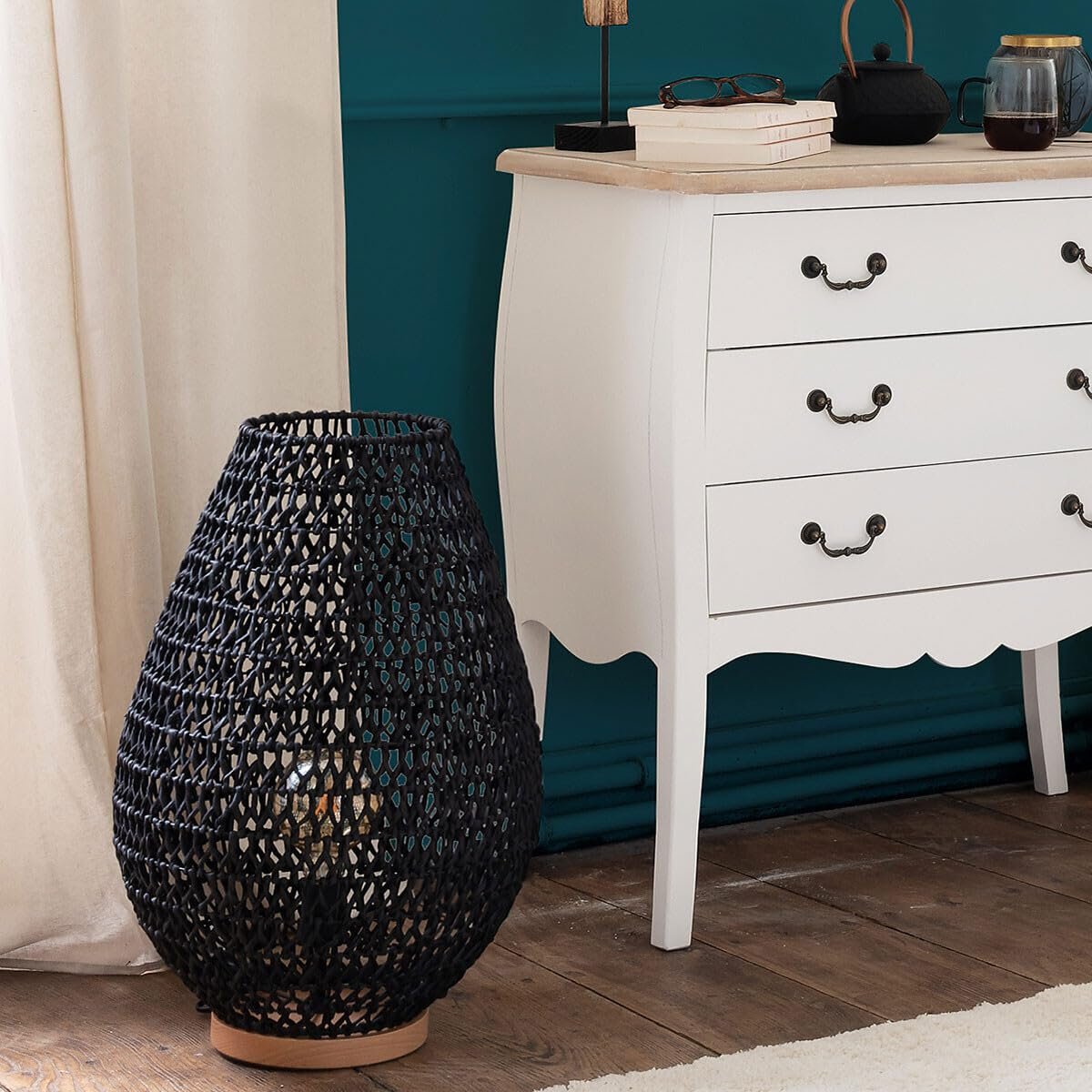 Настільна лампа Atmosphera Etel металева дерево чорна 55 см, фото №8