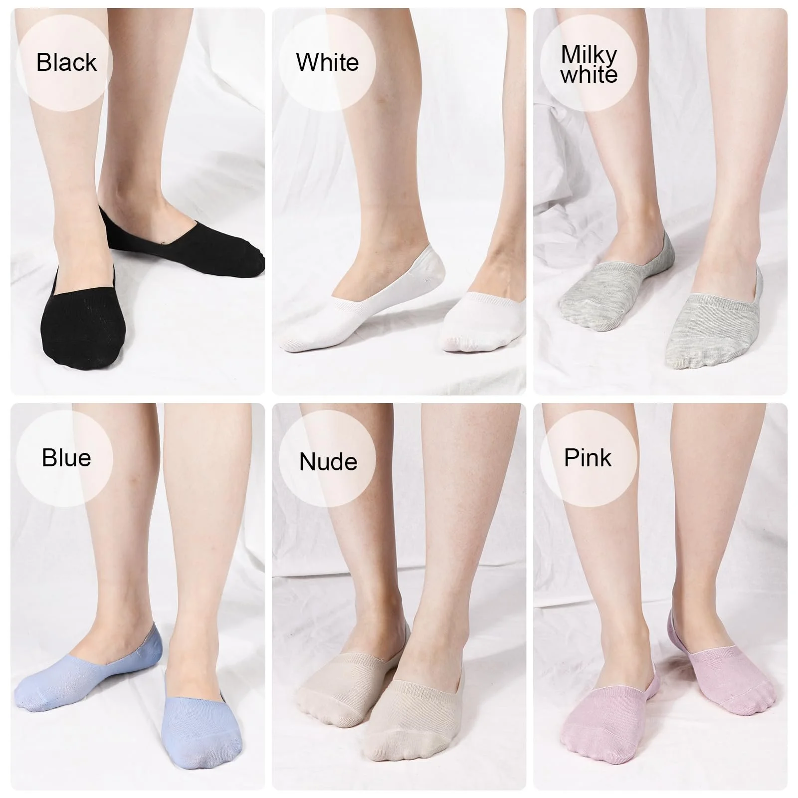 Шкарпетки Жіночі Невидимі Бавовняні Низькі Шкарпетки-слідки, 6 пар, фото №6
