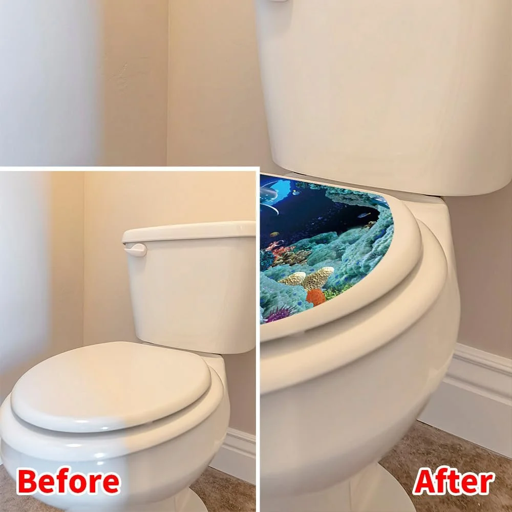 Наклейка на кришку унітазу Fishes Dolphin Decorative Decal, фото №2