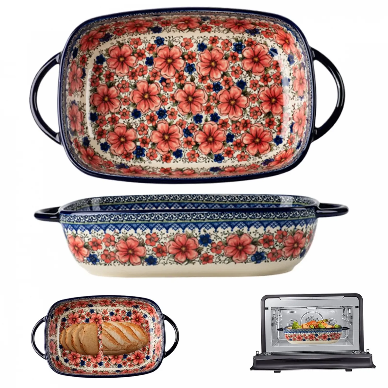 Форма для запікання Керамічна Прямокутна 13 x 7.5 дюймів Глибина 2.8 дюйма 2 л, фото №2