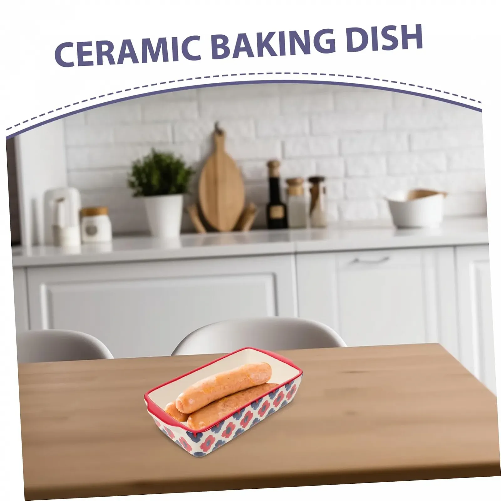 Форма для запікання Ciieeo керамічна велика прямокутна термостійка з ручками, фото №8
