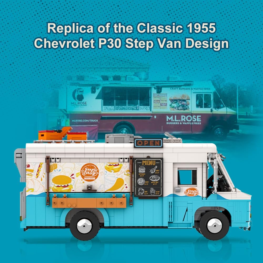 Набір для будівництва PANTASY Nostalgic Food Truck Retro Step Van для підлітків і дорослих Колекційна модель, фото №3
