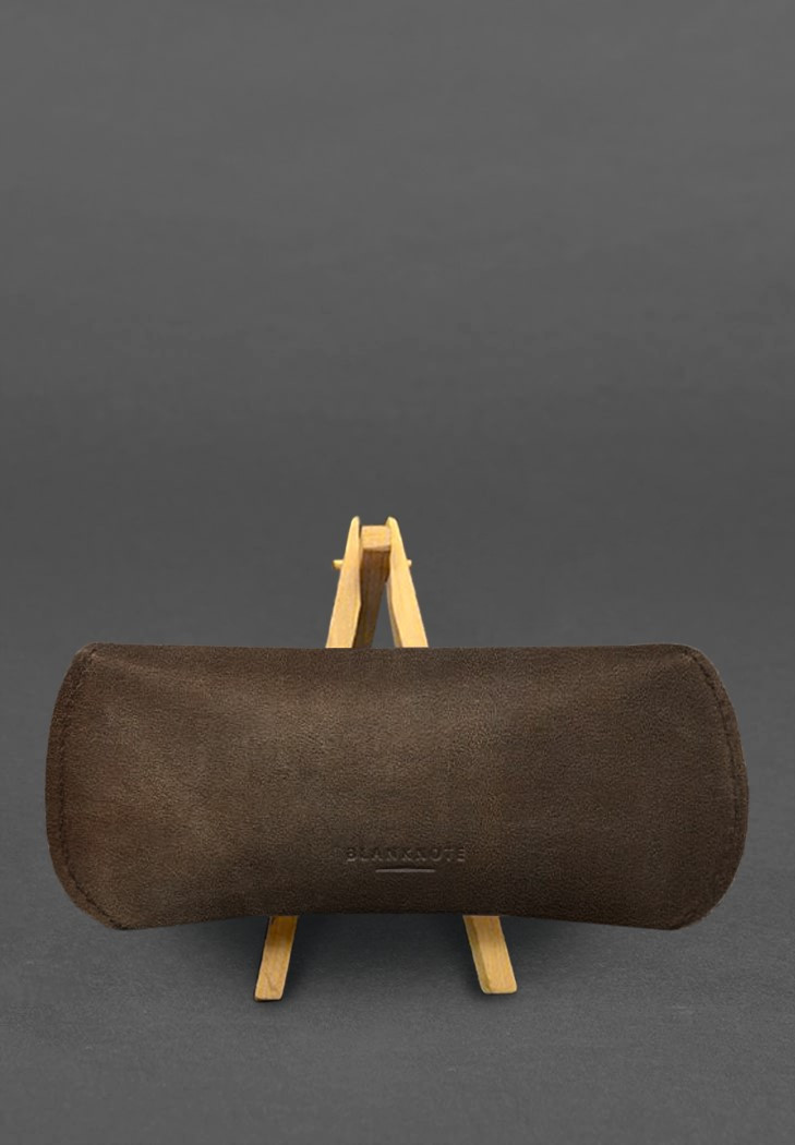 Шкіряний чохол для окулярів із клапаном на магніті Темно-коричневий Crazy Horse, фото №2