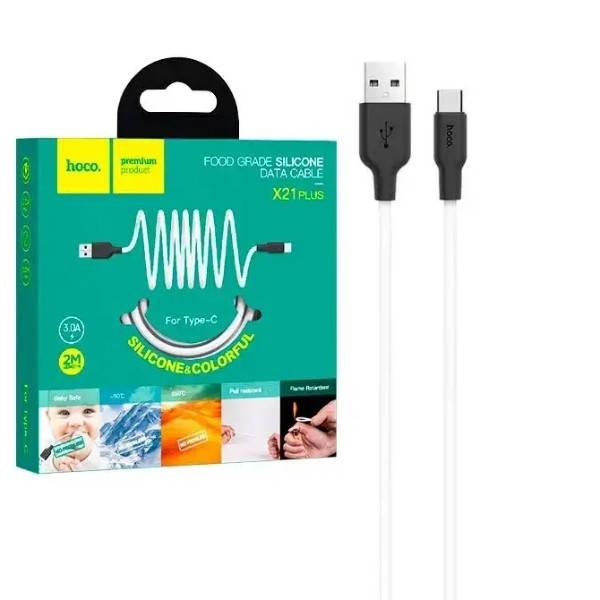 Кабель зарядный силиконовый 2м Hoco X21 Type-C Белый, фото №1 Кабель зарядный силиконовый 2м Hoco X21 Type-C Белый, фото №1