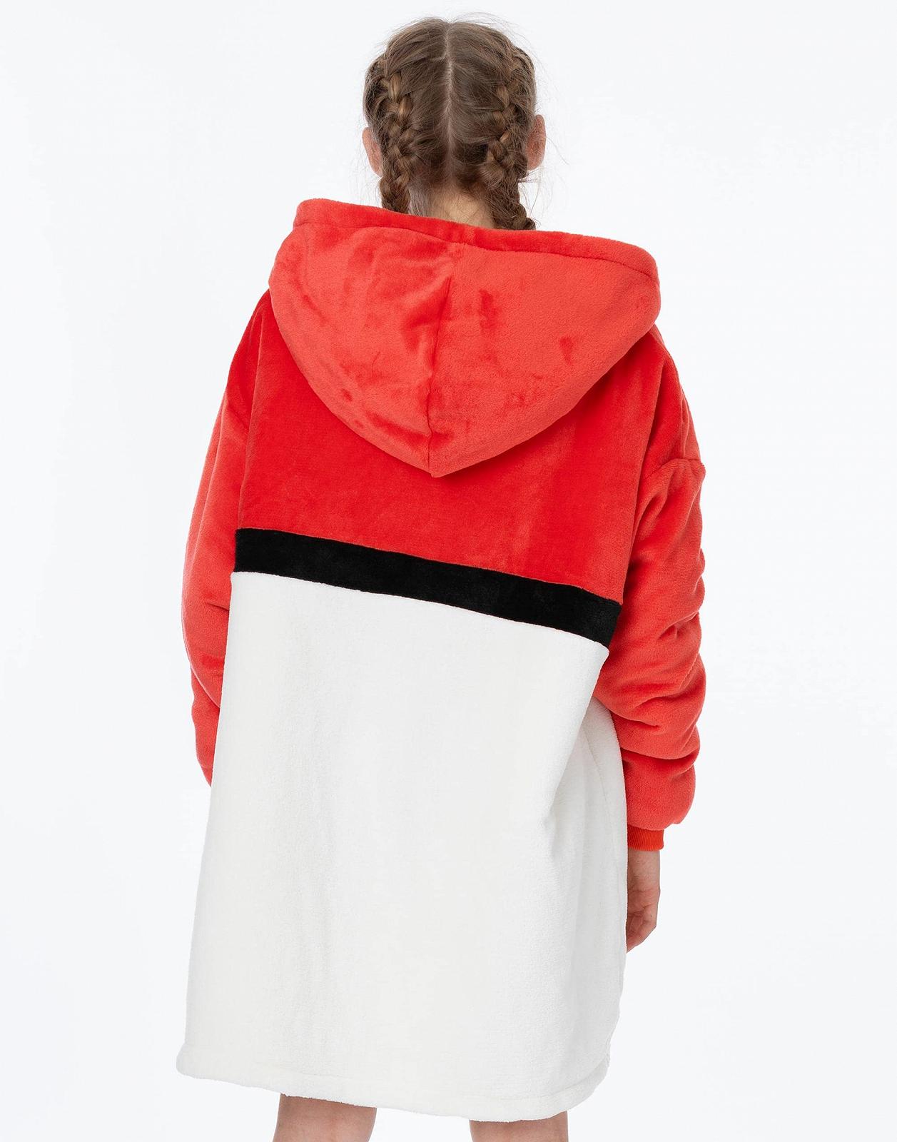 Детское худи-одеяло оверсайз Pokemon Pikachu или Pokeball, флис шерпа, один размер, фото №3