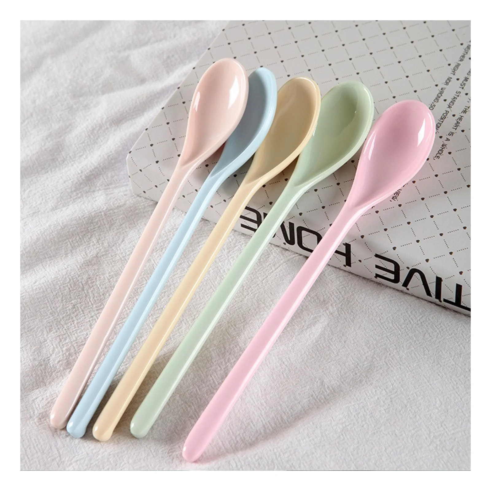 Набор 5 пластиковых ложек длинные пластиковые ложки пластиковые ложки длинные пластиковые разноцветные пластиковые ложки меламиновые ложки для мороженого цветные длинные ложки для варенья суповые ложки небьющиеся разноцветные десертные кофейные, фото №6