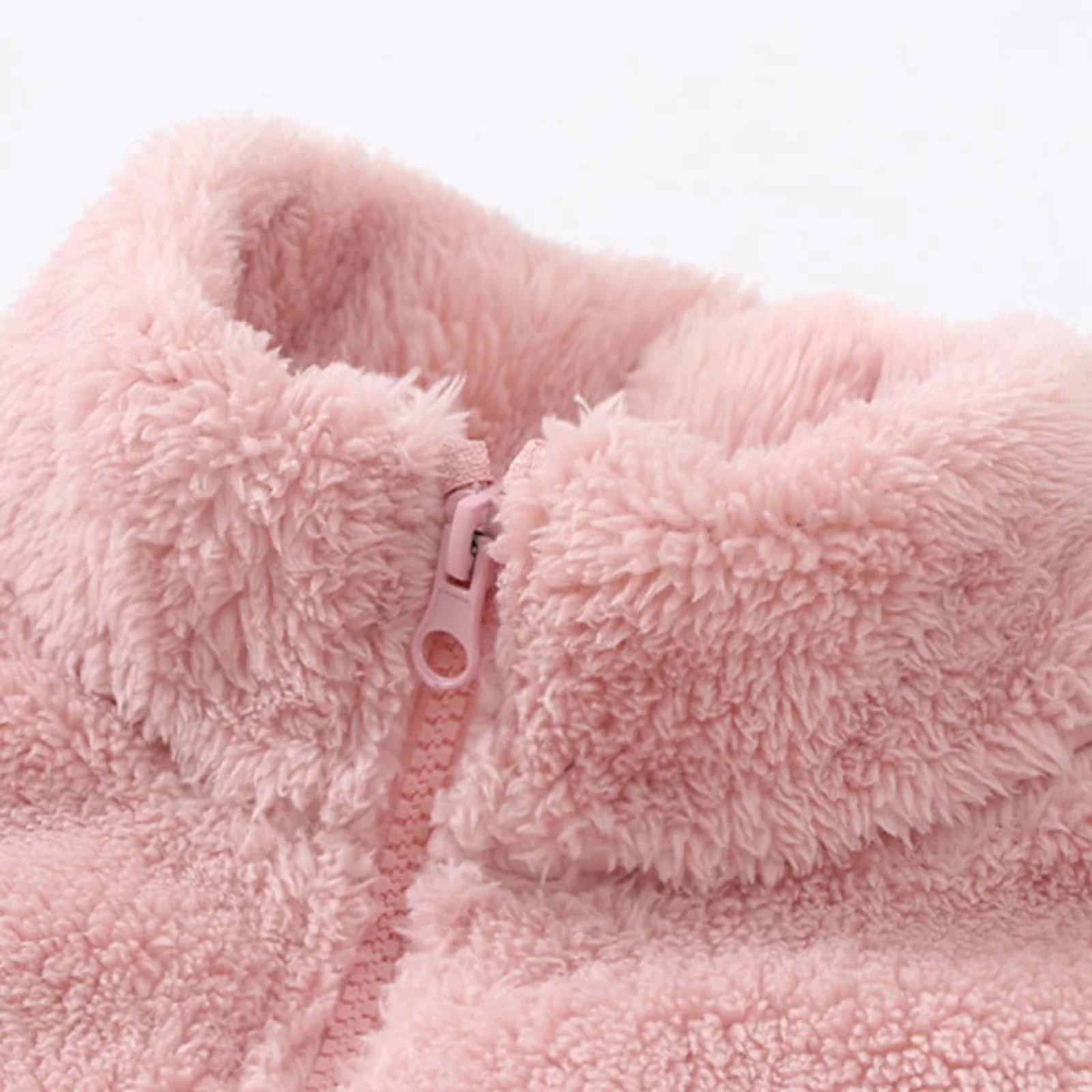 Куртка зимняя детская флисовая, плюшевая куртка-медвежонок унисекс, теплая, повседневная куртка для улицы со стоячим воротником, однотонная, элегантная, мягкая, фото №5