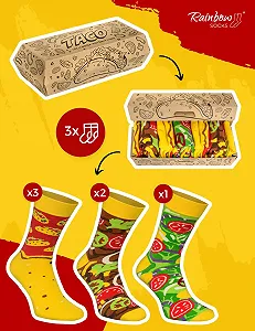 Шкарпетки Rainbow Socks Tacos Box - Жіночі/Чоловічі - 3 пари synthetic.ua - Фото 1