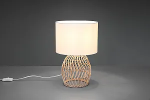Настільна лампа Reality Leuchten Rike R51131036 Ротанг Тканина Білий E27 synthetic.ua - Фото 1