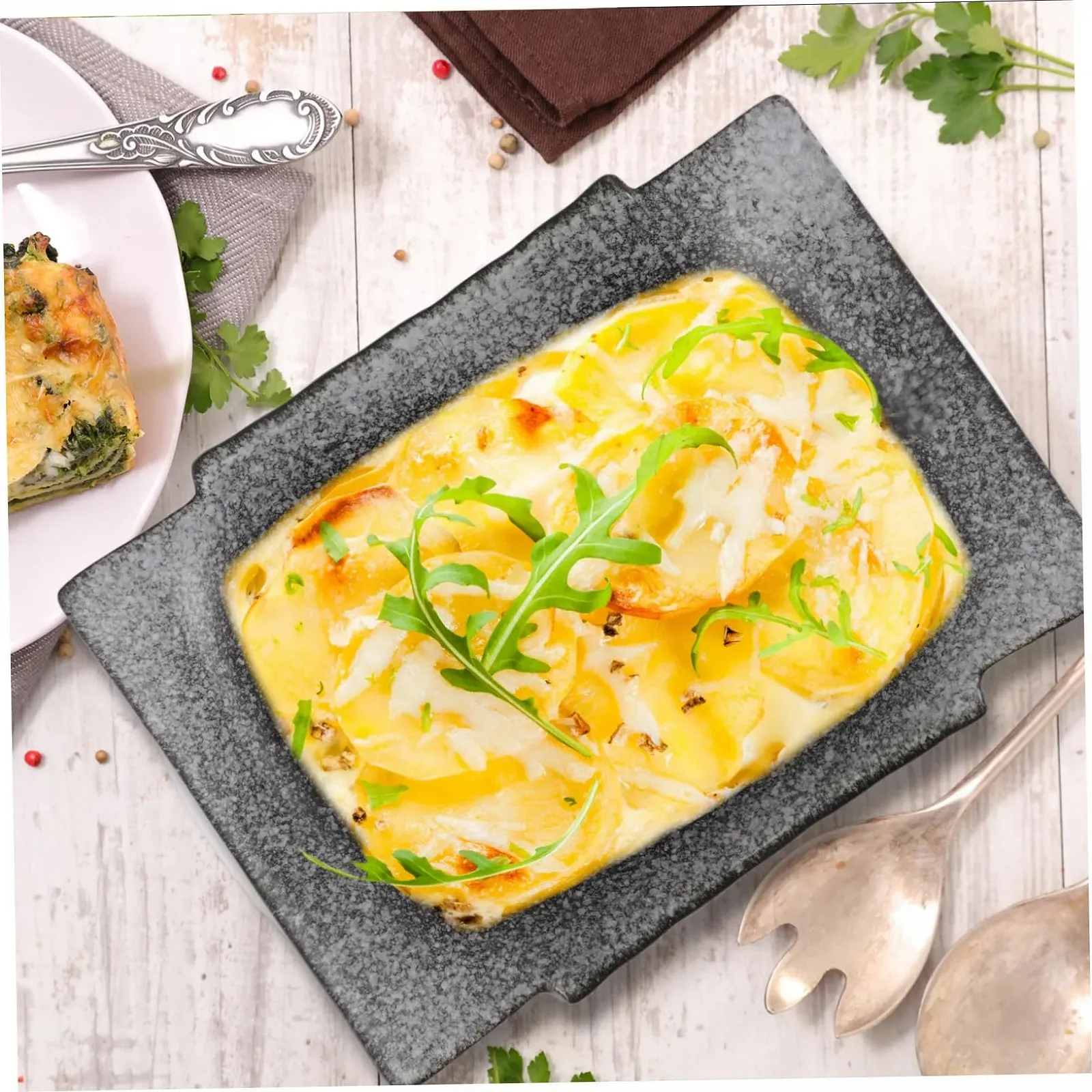 Форма для запекания Amosfun Керамическая Прямоугольная с эргономичными двойными ручками Oven Safe Dishwasher Safe Japanese Design, фото №8