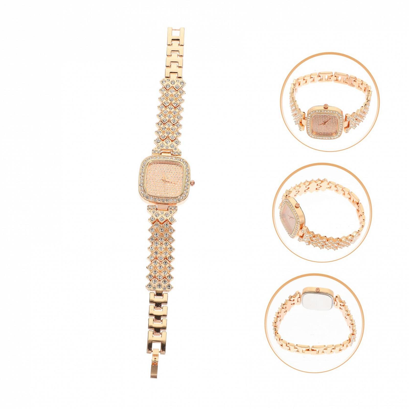 Женские Часы Healvian Дизайн с Rhinestone Нержавеющая сталь Ремешок Регулируемые Розовое Золото, фото №9