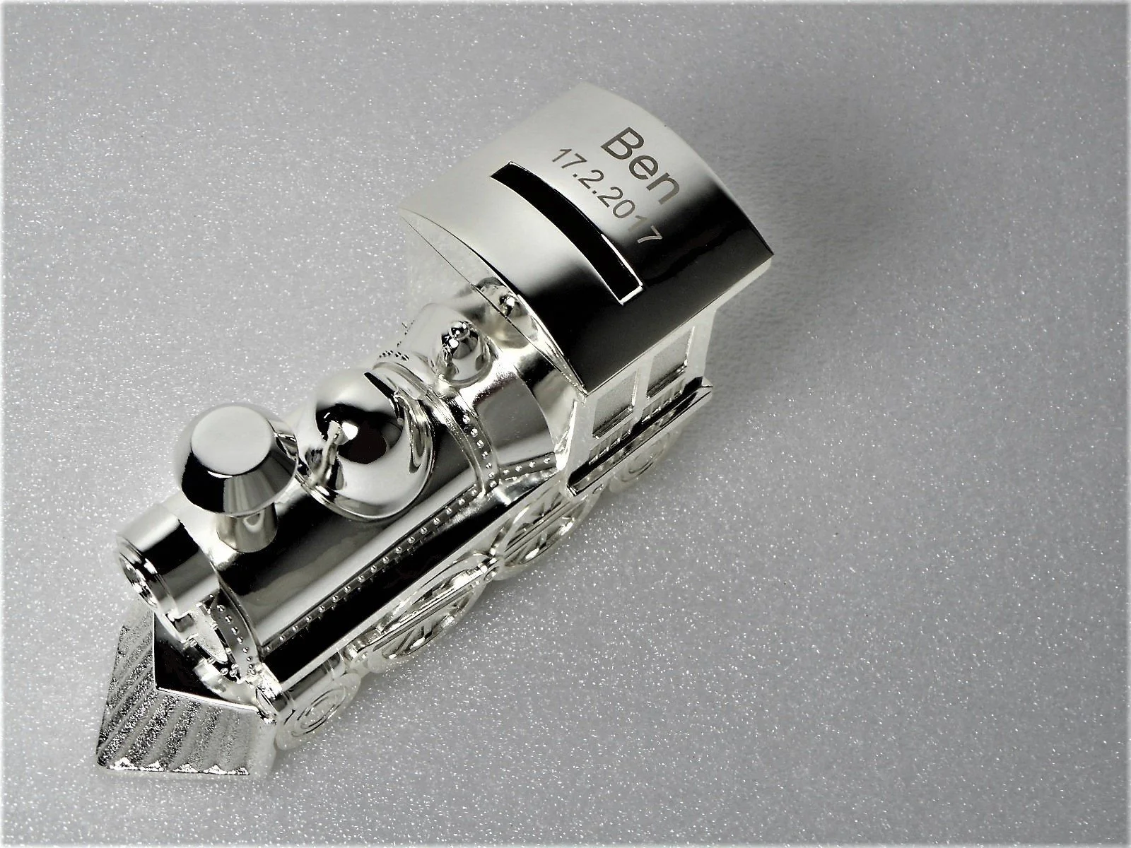 Скарбничка Поїзд Локомотив зі срібним покриттям та гравіюванням, фото №3