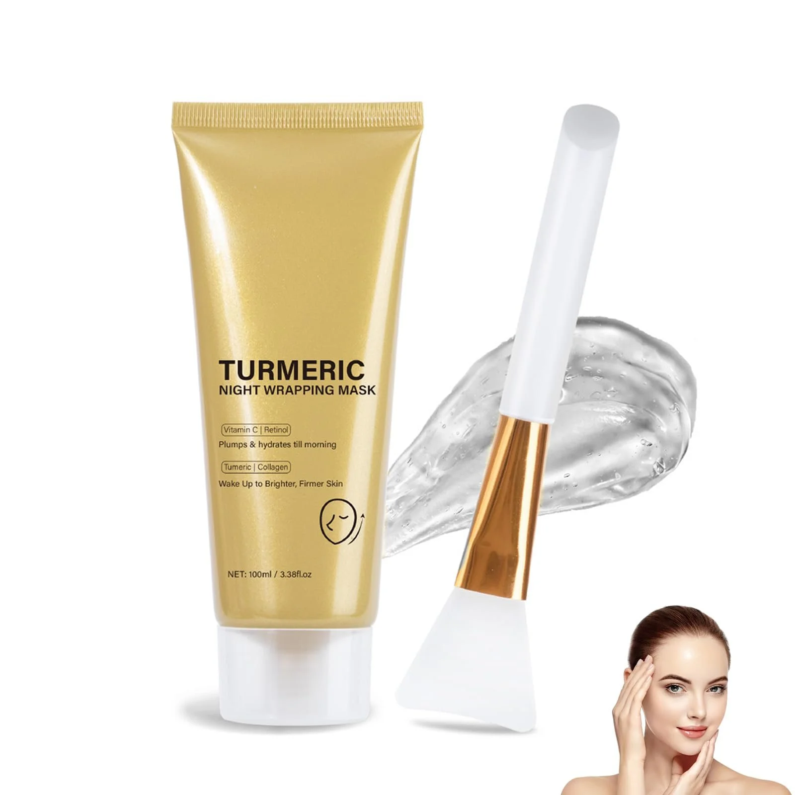 Маска-плівка Soleneva З куркумою, Зміцнююча маска для обличчя з колагеном та вітаміном C, фото №1