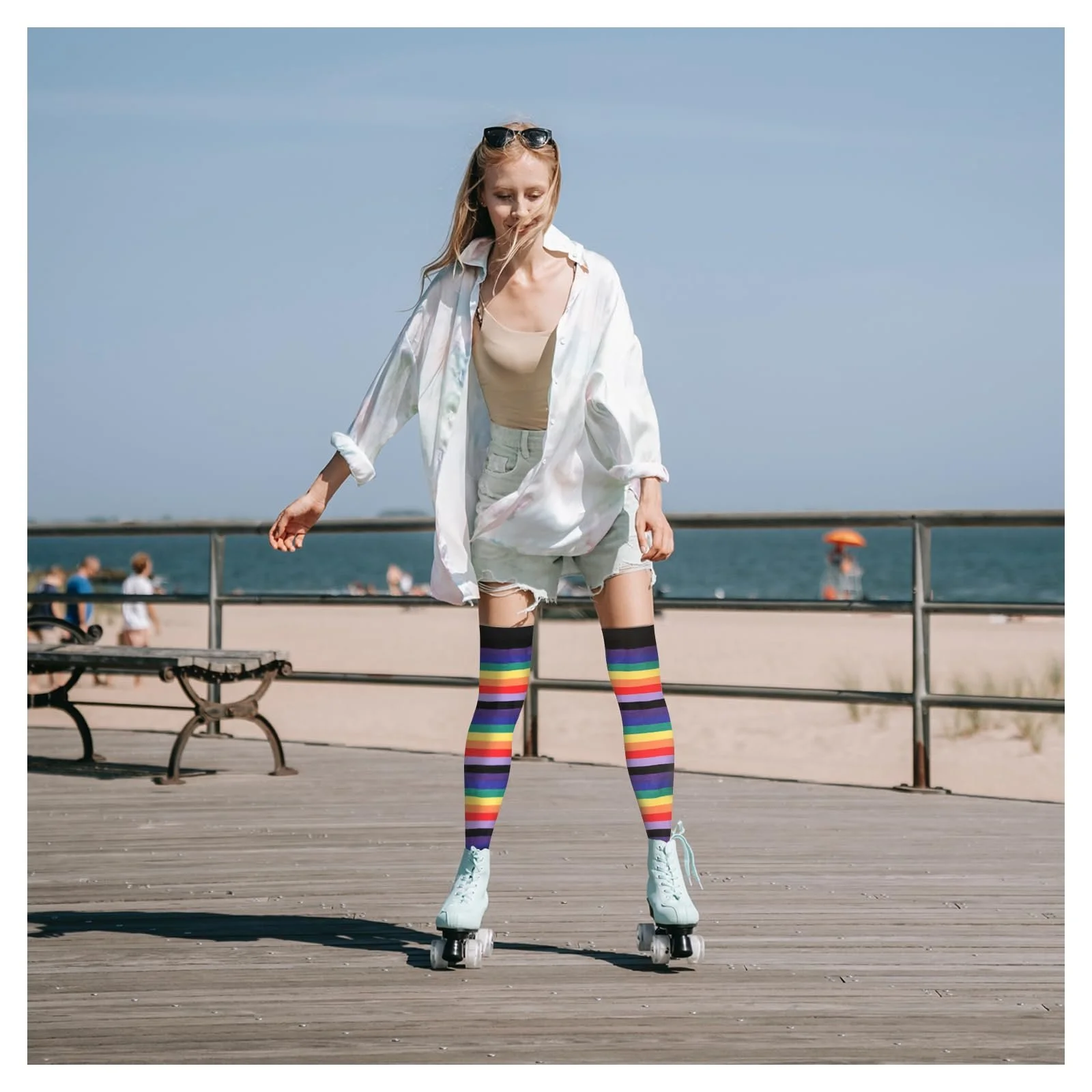 Пара жіночих гольфів у смужку для косплею та щоденного носіння, фото №5