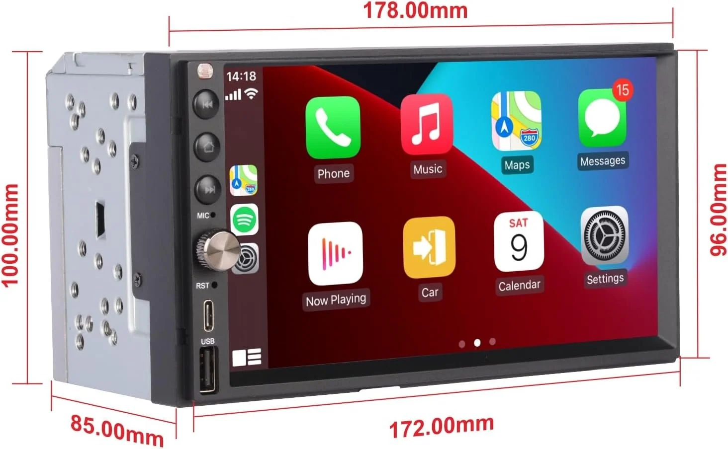 Автомагнитола YZKONG / 7" / Сенсорная / Apple CarPlay / Android Auto / Bluetooth / GPS / USB / 2DIN, фото №8