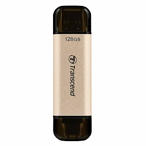 Подвійний USB-накопичувач Transcend Jetflash 930C 128GB USB-A & USB-C до 420MB/s Металевий корпус Золотий - Фото 1
