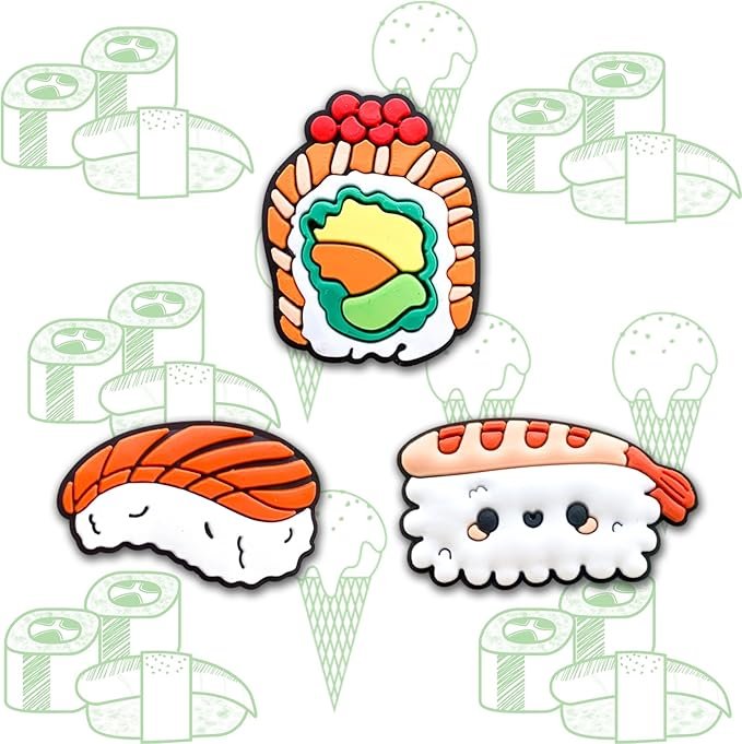 Джибітси суші роли їжа Sushi Jibbitz 10 шт аксесуари крокс прикраса, фото №3
