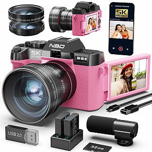 Фотокамера цифрова NBD 5K 48MP з автофокусом та 16-кратним зумом, 3-дюймовий 180

Складаний дисплей, WiFi - в комплекті ширококутний/макрооб'єктив + 2 батареї (карта 32 ГБ + мікрофон) Рожевий - Фото 1