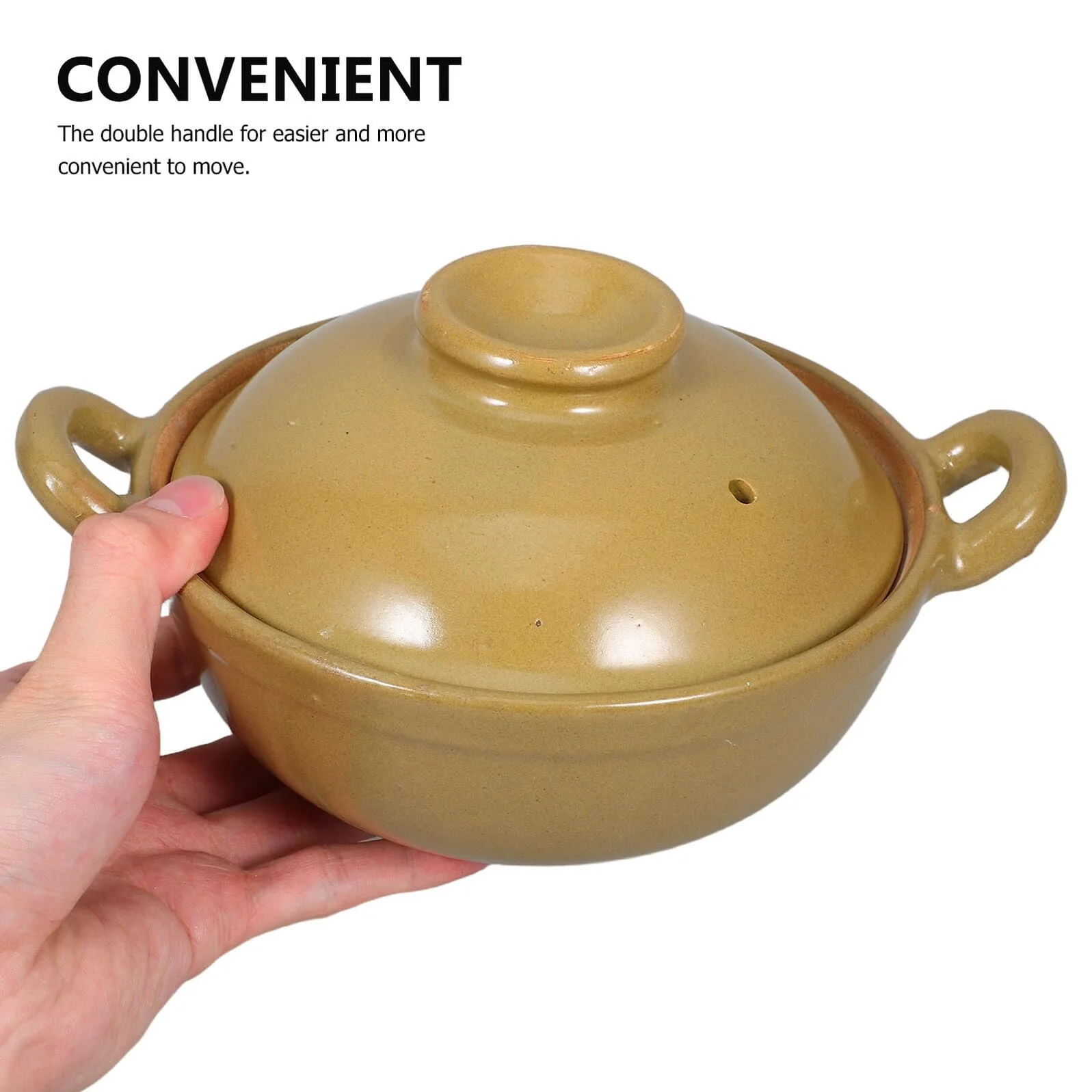 Кастрюля керамическая многофункциональная с крышкой и гладкой поверхностью для дома и ресторана, фото №4