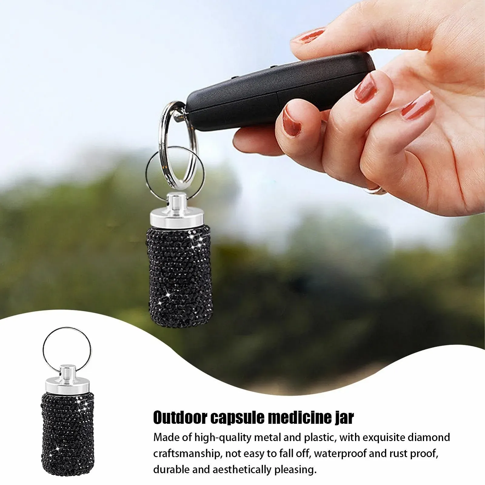 Таблетниця-брелок Sollee, маленька, металева, водонепроникна, портативна для кемпінгу та подорожей, для чоловіків та жінок, фото №2