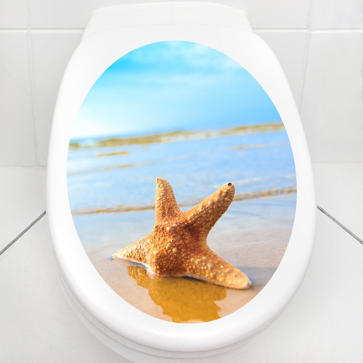 Наклейка на крышку унитаза Starfish on The Beach 30 x 40 см, фото №2