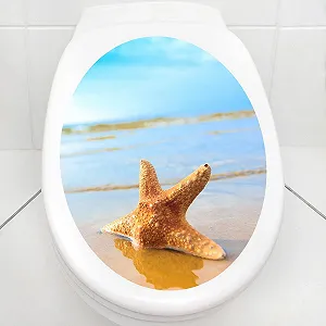 Наклейка на кришку унітазу Starfish on The Beach 30 x 40 см synthetic.ua - Фото 1