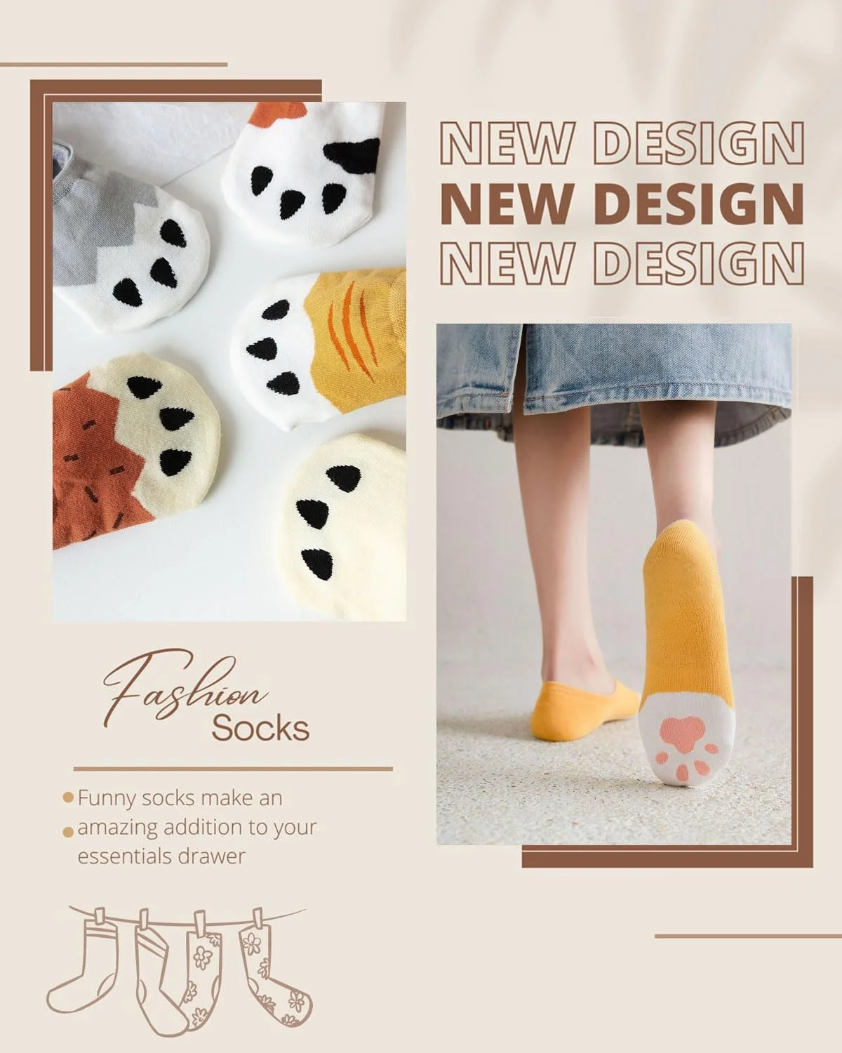 Шкарпетки Жіночі Короткі Cat Paw 5 пар, фото №4