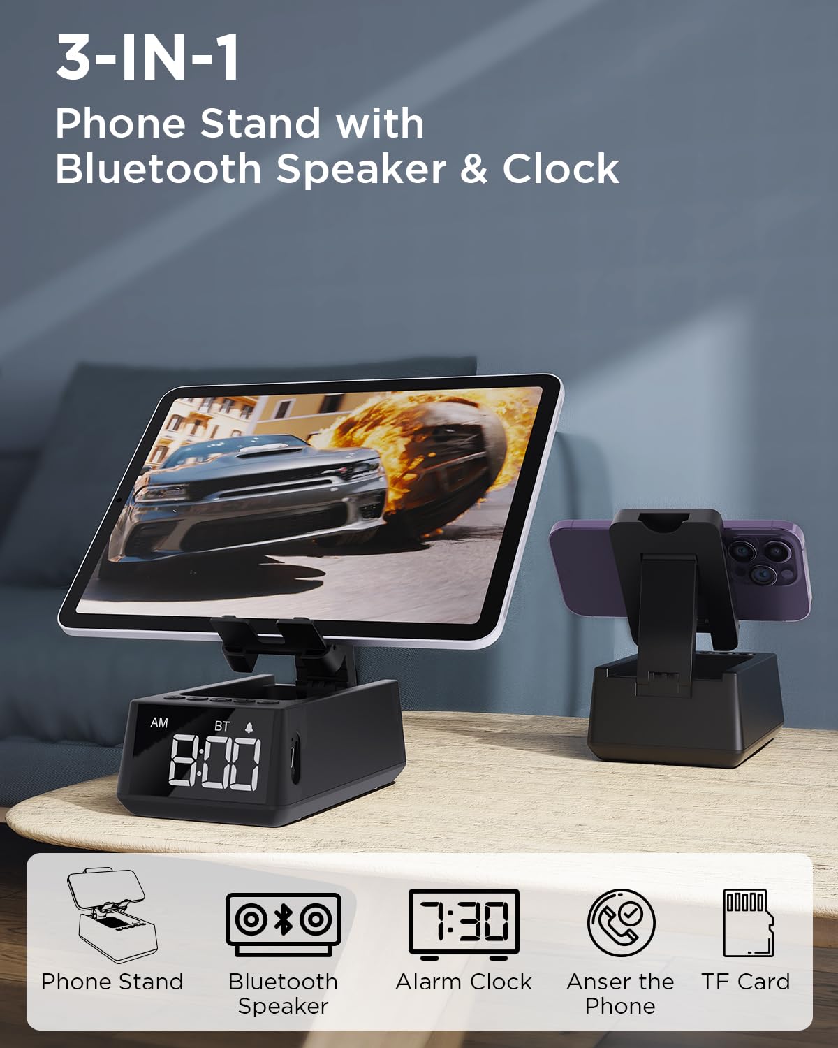 Колонка anciure Bluetooth з підставкою для мобільного телефону, музична скринька, портативна, фото №2