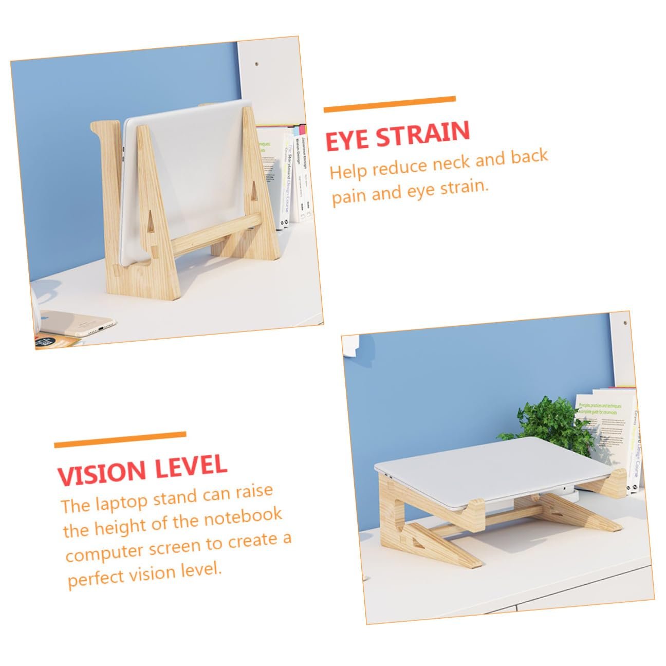 Эргономичная Подставка для ноутбука из массива дерева, нескользящая и стабильная, регулируемая для ноутбуков для стола, офиса, дома и использования, фото №2
