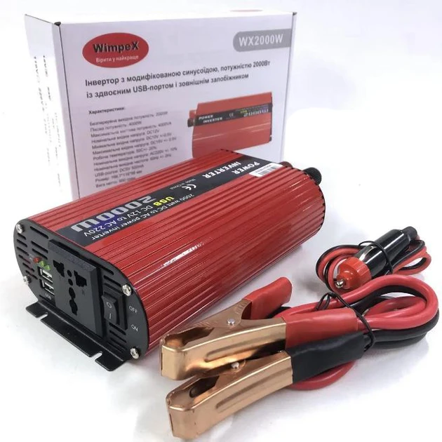 Преобразователь напряжения автомобильный инвертор Power Inverter Wimpex WX-2000W 12v/220v/2USB, фото №1 Преобразователь напряжения автомобильный инвертор Power Inverter Wimpex WX-2000W 12v/220v/2USB, фото №1