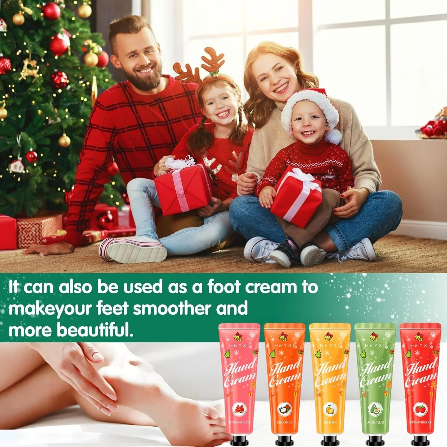 Набор кремов для рук Рождественский Увлажняющий крем для сухих и потрескавшихся рук - Набор для ухода за руками для мужчин и женщин с различными ароматами Питательный лосьон для рук на зиму, 5 шт, фото №7