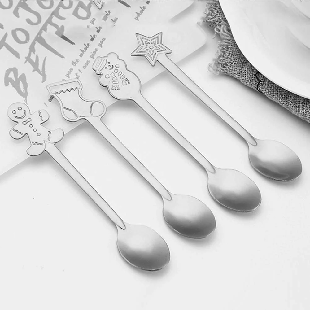 Набор из 8 кофейных ложек Christmas Spoon Set, ложки для десерта, рождественские ложки из нержавеющей стали, чайные ложки, ложки для сахара, ложки для мороженого, ложки для смешивания, кухонная утварь, фото №6