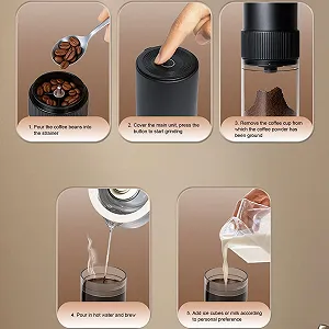 Электрическая кофемолка для кофейных зерен, USB-перезаряжаемая, для трав, орехов, семян, портативная кофемолка с функцией равномерного помола для дома, офиса, кемпинга, путешествий synthetic.ua - Фото 1