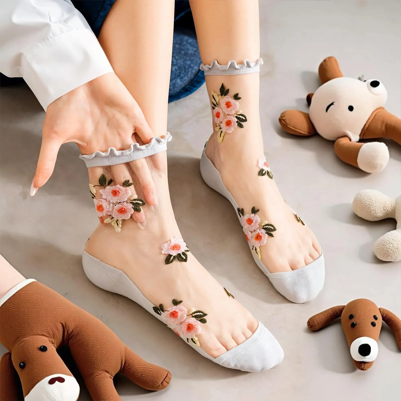 Шкарпетки з рюшами Жіночі Floral Socks, One size (5 пар), фото №6