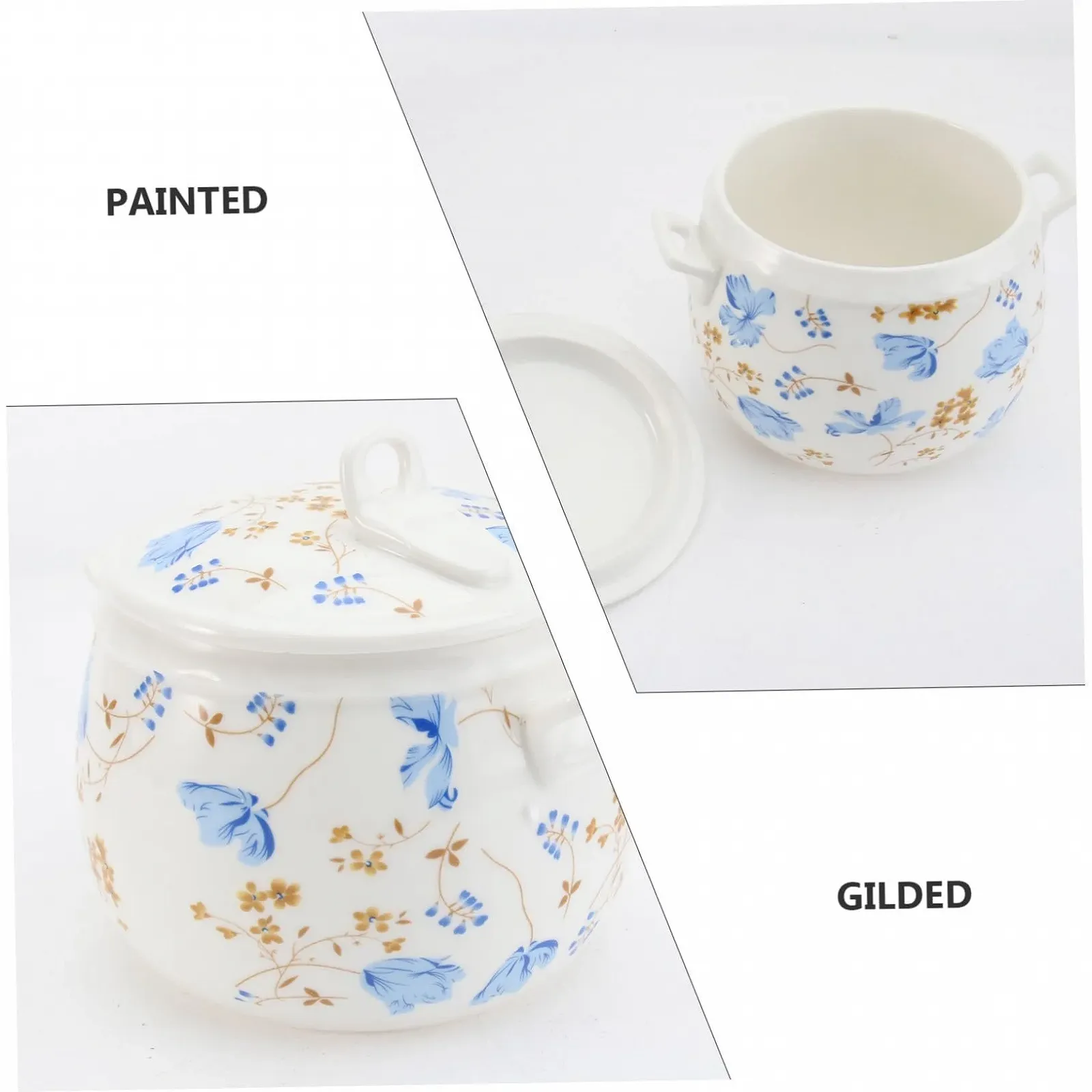 Кастрюля-жаровня керамическая Orchid Design с крышкой термостойкая с позолоченным узором, фото №4