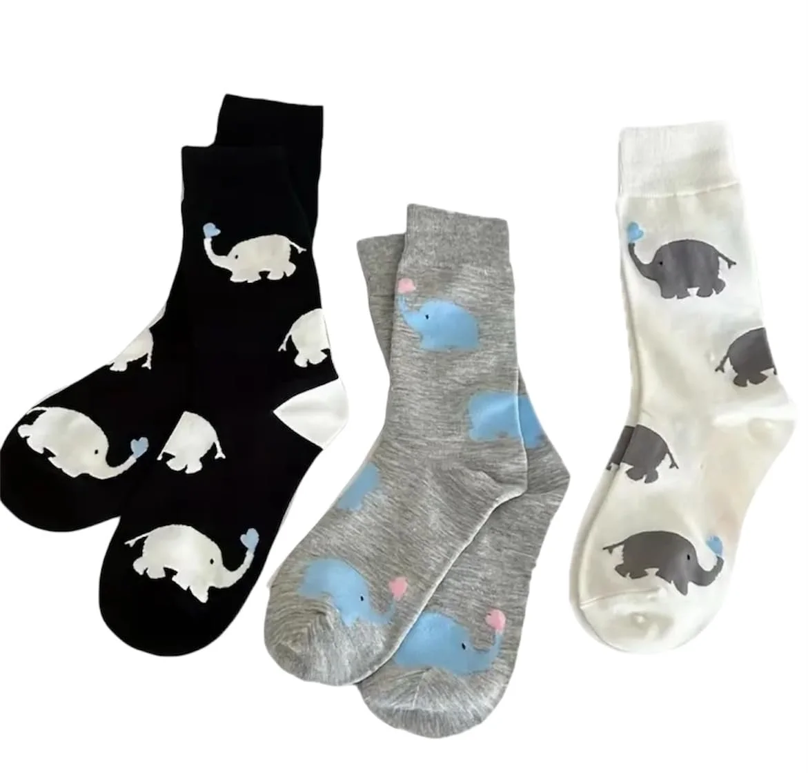 Шкарпетки з принтом слонів, 3 пари Розмір 3-7, фото №1 Шкарпетки з принтом слонів, 3 пари Розмір 3-7, фото №1