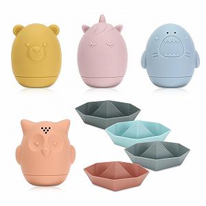 Игрушка для ванны Животные, с челноками, мягкие детские силиконовые строительные блоки на присосках - Фото 1