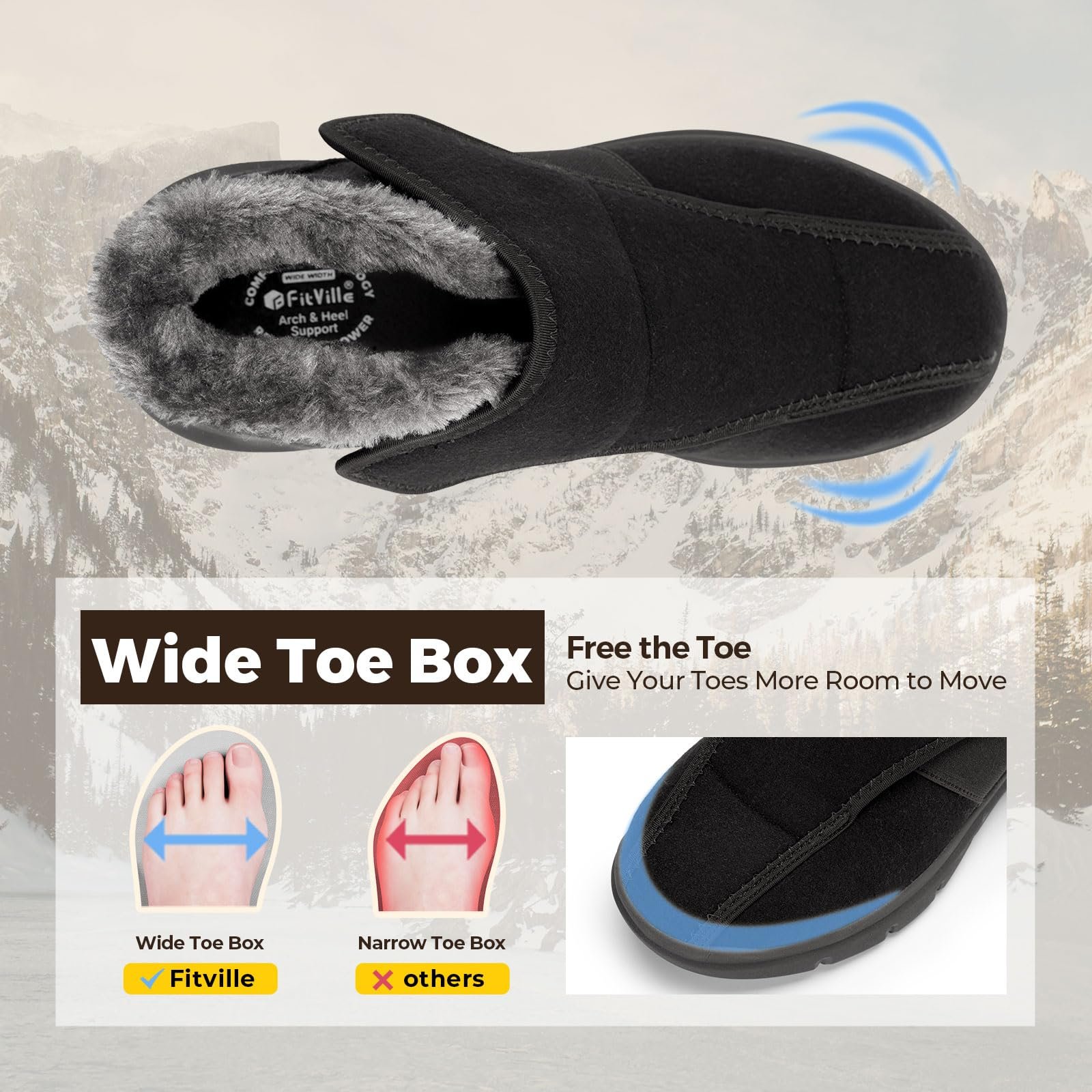 Чоботи FitVille Extra Wide Shoes Чоловічі Зимові Застібка на липучці, фото №3