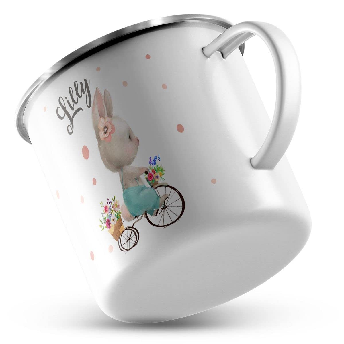 Емальована кружка miKalino для дівчинки - дитяча кружка з кроликом, біла, фото №2 Емальована кружка miKalino для дівчинки - дитяча кружка з кроликом, біла, фото №2